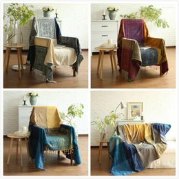 Chair Covers Spring Summer Retro Sofa Cover Boho Chenille Blanket Decorative Slipcover Throws On Plane Travel Floral Knitting Blankets