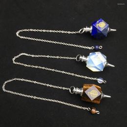 Pendant Necklaces Reiki Natural Stone Merkaba Pendulum For Wicca Drowsing Symbol Pendule Round Crystal Quartz Beads Healing Pendants