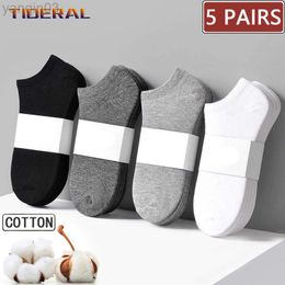 Athletic Socks 5 Pair/set Men Cotton Short Thin Black White Business Boot Sock Soft Breathable Solid Color Summer Male L220905