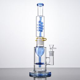 Blue Green Big Hookahs Glass Bong Condolence Percolator 18mm Female Joint Oil Dab Rigs Perc Glass Water Bongs With Bowl WP2283 WP2284