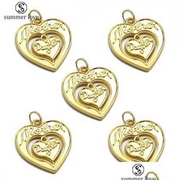 Charms New Arrival Sier Gold Plating Small Heart Penadant Charm For Neckalce Bracelet 20Pcs/Lot Mother Daughter Letter Fa Carshop2006 Dhj2E