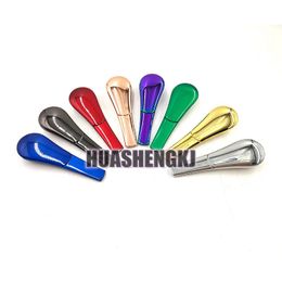 Latest Colourful Zinc Alloy Spoon Pipes Dry Herb Tobacco Removable Bowl Portable Magnet Innovative Design Handpipes Smoking Cigarette Holder DHL Free