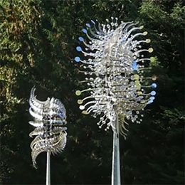 Decorative Objects Figurines Unique And Magical Metal Windmill Spinner Solar 3D Catchers Outdoor Patio Garden Decoration 220902