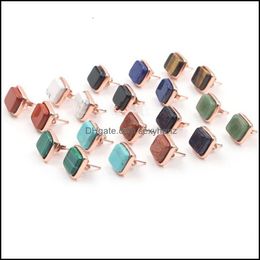 Stud Hit Square Various Colours Stud Earrings Drusy Turquoise Crystal Lazi Reiki Stone For Women Earingd Drop Delivery 2021 Jewellery Dhs Dhuqc