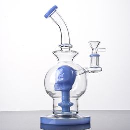 New Blue Ball Style Glass Bongs Hookahs 9 Inch Smoking Pipes 4mm Thick Pyrex Glass Water Pipes Skull Showerhead Perc Dab Rigs With 14.5mm Bowl Smoking Accessories