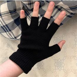 Unisex Black Half Finger Fingerless Gloves for Women and Men Wool Knit Wrist Cotton Winter Warm Work GlovesGC1568