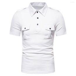 Men's Polos Mens Shirts Short Sleeve Regular Fit Fashion Designed Shirt Para Hombre Double Pocket Homme Summer Tops