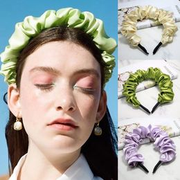 Headband New Fashion Korean Style Women Girls Folds Bezel Headband Hairband Satin Hair Accessories Solid Color Female Ornament Hairhoop