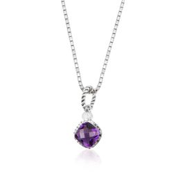 925 Sterling Silver Necklace Pendant 11mm Rhombic Amethyst Necklace for Women Charms Chain