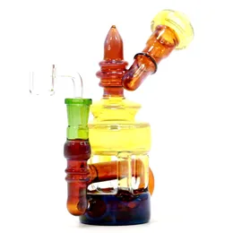 Great designs glass bong rigs hookahs with Blue fumed and yellow body craft water pipe 14 mm bowl