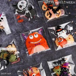 Gift Wrap 100Pcs Halloween Plastic Bags Pumpkin Ghost Biscuit Candy For Kids Supplies Bag