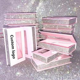 False Eyelashes Diamond Magnet Packaging Box With Tray Colourful Pink 12-25mm Mink Free Private Custom Wholesale Bulk