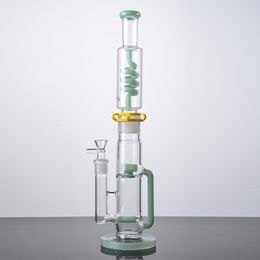 Freezable Straight Tube Beaker Bongs High 17Inch Hookahs Oil Dab Rigs Build Glass Bongs Colorful Grenn Blue Water Pipes With 14mm Bowl Smoking Accessories