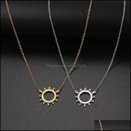 Pendant Necklaces Necklace Blessing Gift Card Small Dainty Gold Sun God Light With Rope Pendant Chain - Classy Costume Choker Jewelr Dhpmn