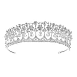 Headbands Ssnuoy Pearl Wedding Tiara For Women Sier Rhinestone Crown Bridal Princess Hair Accessories Drop Delivery 2022 Yydhhome Am5Zc