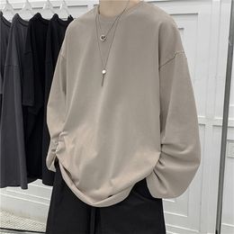 Men's T Shirts Loose Sweatshirts Men Solid T Shirt Neutral Streetwear Fashion Women Korean Clothes Cotton Pullover Long Sleeve T Shirts Man 220902