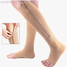 Athletic Socks Burn Fat Zipper Compression Stockings Blood Circulation Graduated Slimming Sports Medias De Mujer L220905