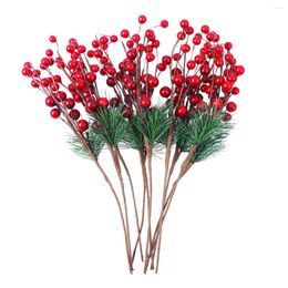 Decorative Flowers Christmas Pine Decor Floral Holly Craftdiy Hand Greenery Wreaths Flower Cones Fake Berries Pick Stems Berry Red Spray