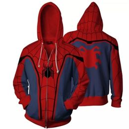 Men's Hoodies Sweatshirts Autumn Homecoming Scarlet Spider Zip Up Man Hoodies Sweatshirts Far From Home Spider Superhero Cosplay Hooded Zipper jacket 220905