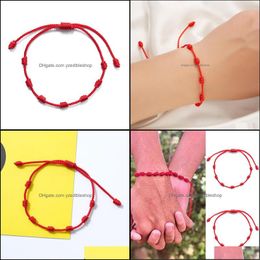 Charm Bracelets 7 Knots Red String Bracelet Protection Good Luck Amet For Success Prosperity Handmade Rope Bracelets Luc Dhseller2010 Dhvrg