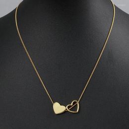 Pendant Necklaces European And American Jewellery Wholesale Elegant Ladies Gold-Plated Double Love Heart-Shaped Temperament Girls Necklace