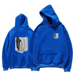 Hoodies Hoodie 2022 Anime Attack on Titan Aot Merch Ackerman Levi Scout Regiment Printed Hooded Sweatshirts Cosy Pullovers X0721