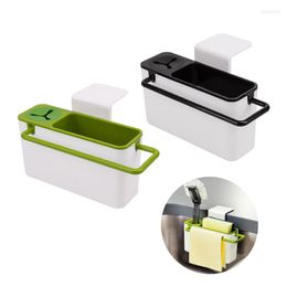 Hooks Self Draining Sink Aid Organiser Brush Sponge Cleaning Cloth Holder Kitchen Storage Rack Black Green