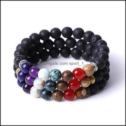 Charm Bracelets 8Mm Shoushan Rosewood Beads Bracelet Black Lava Stone Chakras Buddha Yoga Women Men Hand String Jewellery Drop Delivery Dhlfl