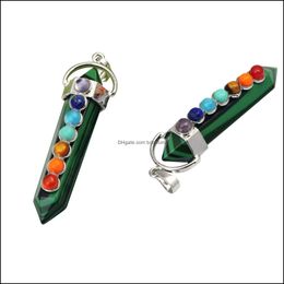 Lockets Wholesale Malachite Hexahedron Reiki Point Pendants With 7 Chakra Crystal Gemstone For Women Men Jewelry Necklac Dhseller2010 Dhmdv