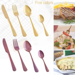 Flatware Sets 4pcs /set Universal Thickened Simple 430 Stainless Steel Tableware Fork Spoon For Kitchen Dinnerware