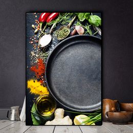 Grains Spices Spoon and Forks Kitchen Canvas Painting Cuadros Posters and Prints Wall Art Food Picture Living Room Home Decor