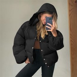 Womens Down Parkas KH21145DG autumn and winter short style breasted hooded longsleeved cotton clothes allmatch thick coat women 220902