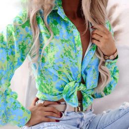 Women's Blouses 2022 Women Floral Print Fashion Turn Down Collar Single Breasted Shirts Tops Long Sleeve Casual Vintage Shirt