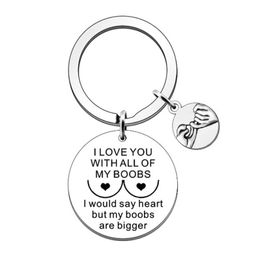 Funny Mental Keychain I Love You with All My boobs Keyring for Boyfriend Girlfriend