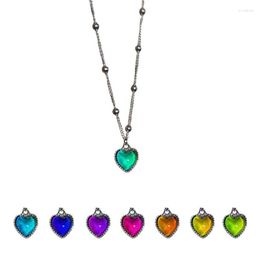 Pendant Necklaces L5YA Temperature Sensing Necklace Titanium Steel Choker Heart-Shape For Women