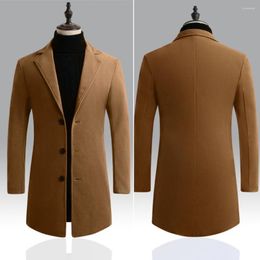 Men's Trench Coats Autumn Men Coat Solid Color Single Breasted Slim Fit Windproof Mid-length Jacket For Sports Winter Male Clothing