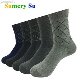 Athletic Socks 5 Couple/Party Dress Socks Men Striped Long Hight Quality Cotton Breathable Business Sock Male Husband Father Gift 14 Styles L220905