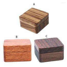 Jewelry Pouches 95AB High Quality Rustic Men Suit Wooden Cufflink Gift Box Portable Sleeve Button Walnut Wood Keepsake Storage