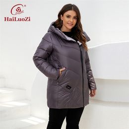 Down Parkas Hailuozi Womens Winter Jackets Plus Size Short High Collar Hooded Diagonal Zipper Women Coat Female Parka Outwear 6036 220902