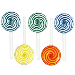 Cool Colourful Pipes Pyrex Thick Glass Smoking Tube Handpipe Portable Stripe Lollipops Bonbons Style Decorate Handmade Dry Herb Tobacco Oil Rigs Bong DHL Free