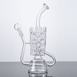 Bent Tube Inline Swiss Perc Glass Bongs Hookahs 14MM Joint Unique Style Clear Dab Rigs 10 Inch Water Pipes 4mm Thick Pyrex Smoking With Bowl Dome In Stock WP142