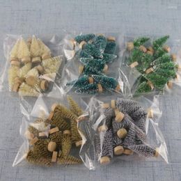 Christmas Decorations 12 Pieces Mini Tree Sisal Silk Cedar Table Top Small Gold Window DIY