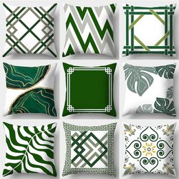 Pillow Green Pattern Decorative Cover Stripe Geometric Case For Car Sofa Decor Pillowcase Home Throw 45X45