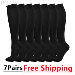 Athletic Socks 3/67 Pair Compression Stocking Women Men Knee High 30Mmhg Oedema Diabetes Varicose Veins Running Travel Sports L220905