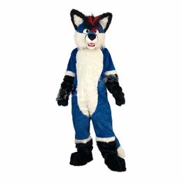 Plush Blue Fox Wolf Husky Dog Mascot Costume Cute Unisex Animal Clothes Cartoon Outfit for Adult Mascots Party Halloween