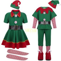 Özel Durumlar Yeşil Elf Kızlar Noel Kostüm Festivali Noel Baba Madde Yılı Şillen Giyim Fantezi Elbise Noel Partisi Elbise 220905