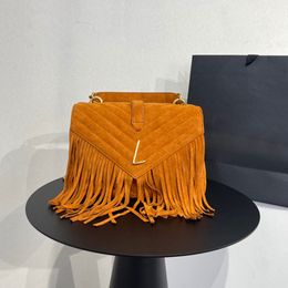 Tassel Messenger Bags Women Chain Handbags Purse V Stripes Nubuck Leather CrossBody Bag Fashion Letters high-quality Tote Interior Zipper Pocket Factory handbag