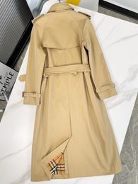 Women Paris Designer Designer 2024 Fashion Middle Long Trench High Quality Brand Design Double Breasted Coat Cotton Fabric S