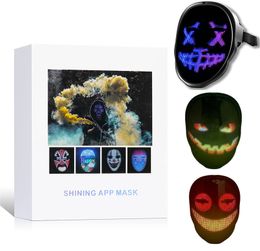 Halloween Light Up Mask with LED Screen APP Controlled LED Mask Full Colour LED Face changing Luminous Mask Support DIY Image