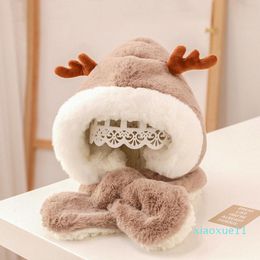 Fashion Accessories Scarves Baby Autumn Winter Children's Hat Scarf Integrated Plus Velvet Warm And Comfortable Thickening Girl Cute Super Boy Cap